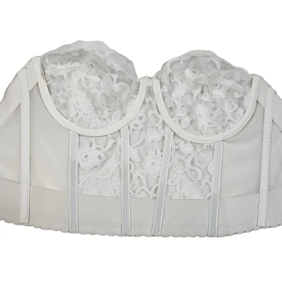 Vintage Gold Label Victorias Secret White Lace Bustier Bra Corset Sz 36B Bridal - Picture 7 of 15